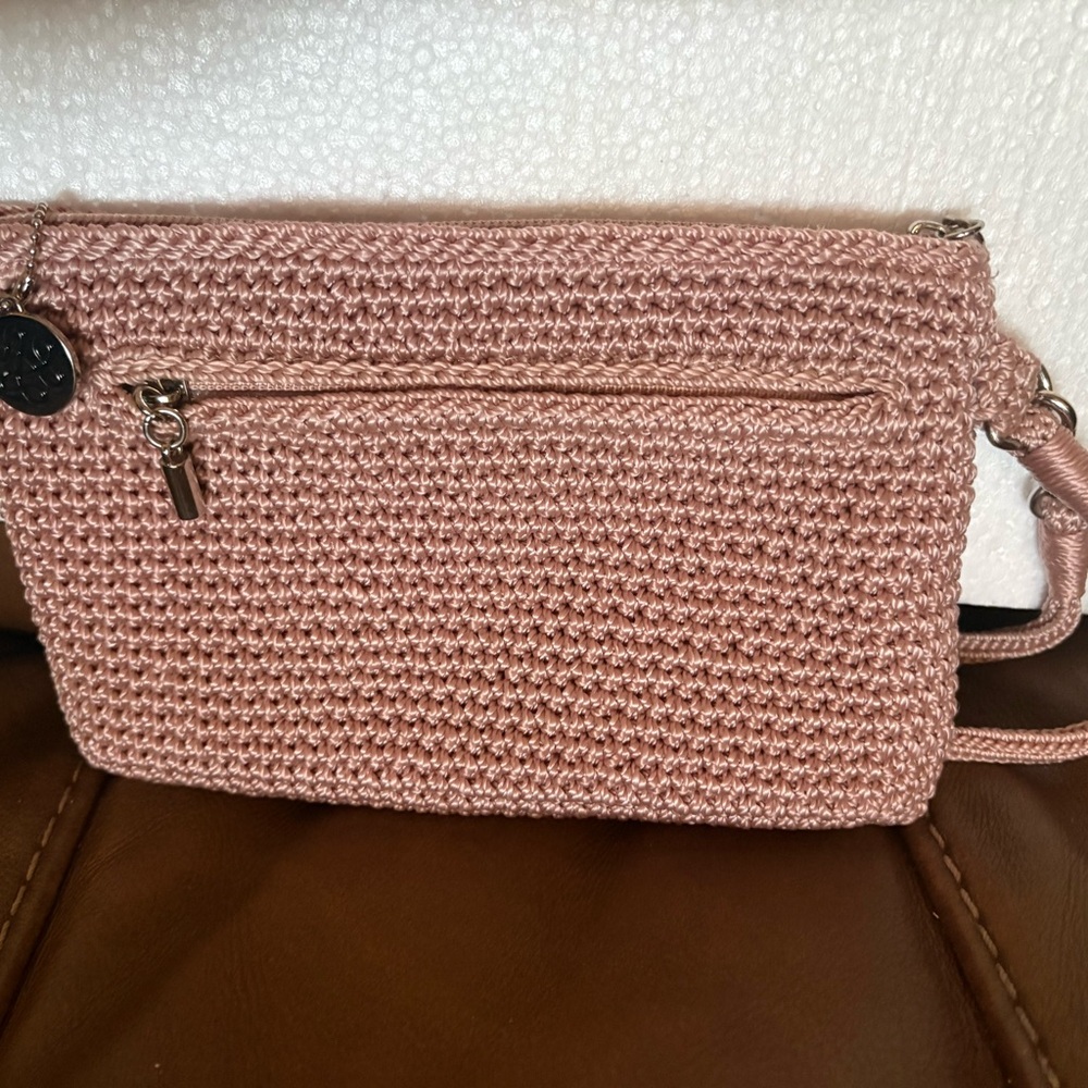 The Sak Elegant Mauve Crochet wristlet